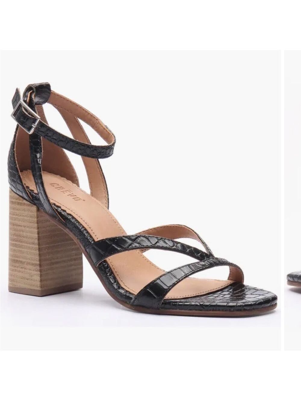 NWT Crevo Kaitlin Black Leather Sandals